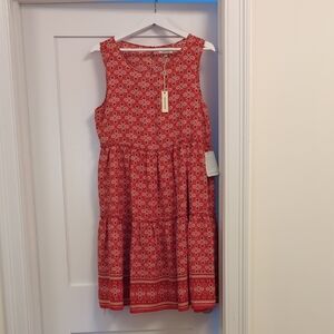 Red Patterned Sleeveless Dress